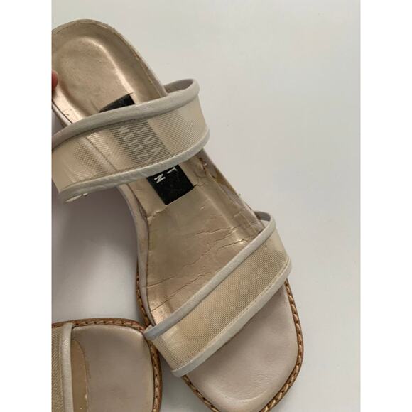 COPY - Stuart Weitzman Cream Mesh Strappy Block Heels SZ 5 - Picture 4 of 11